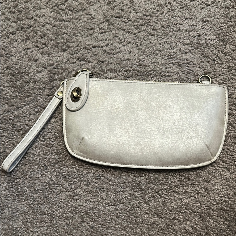 Joy Susan Silver Clutch Wristlet with Turnlock Closure